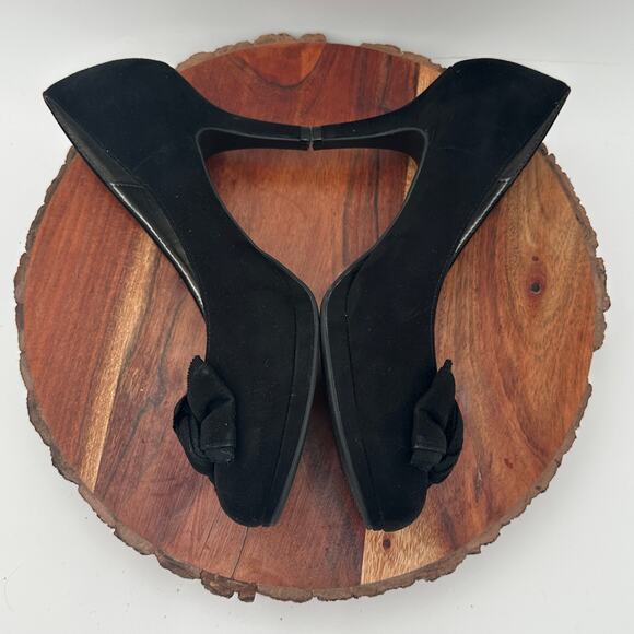 Kelly & Katie Velvet Bow Pumps Heels Size 8 Black Going Out Holiday Coquette EUC - Picture 7 of 10